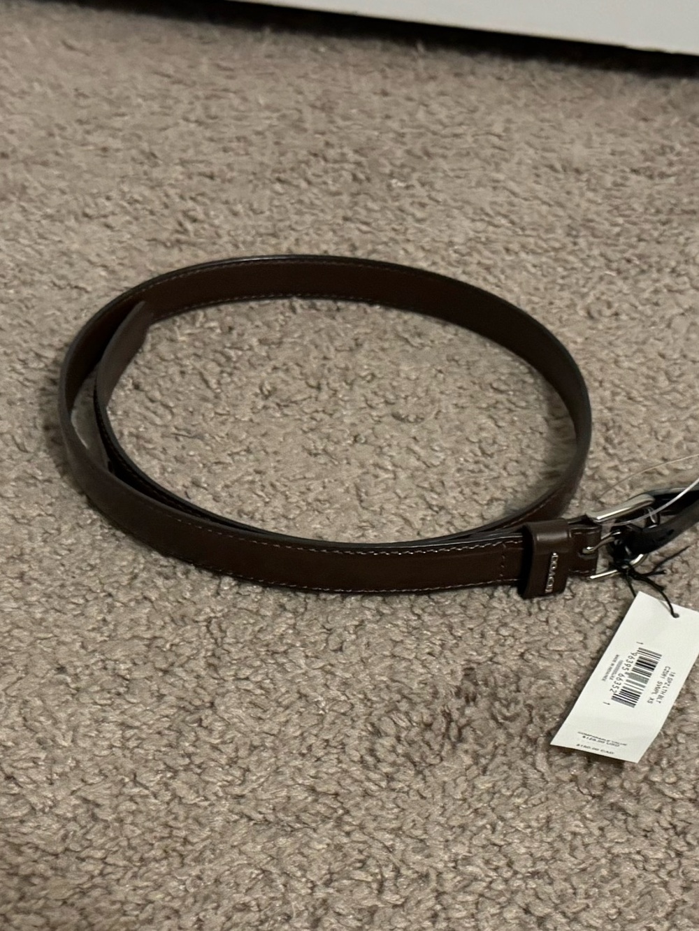 Pretty Coach sixe XS chocolate brown leather adjustable belt women new - Picture 4 of 4